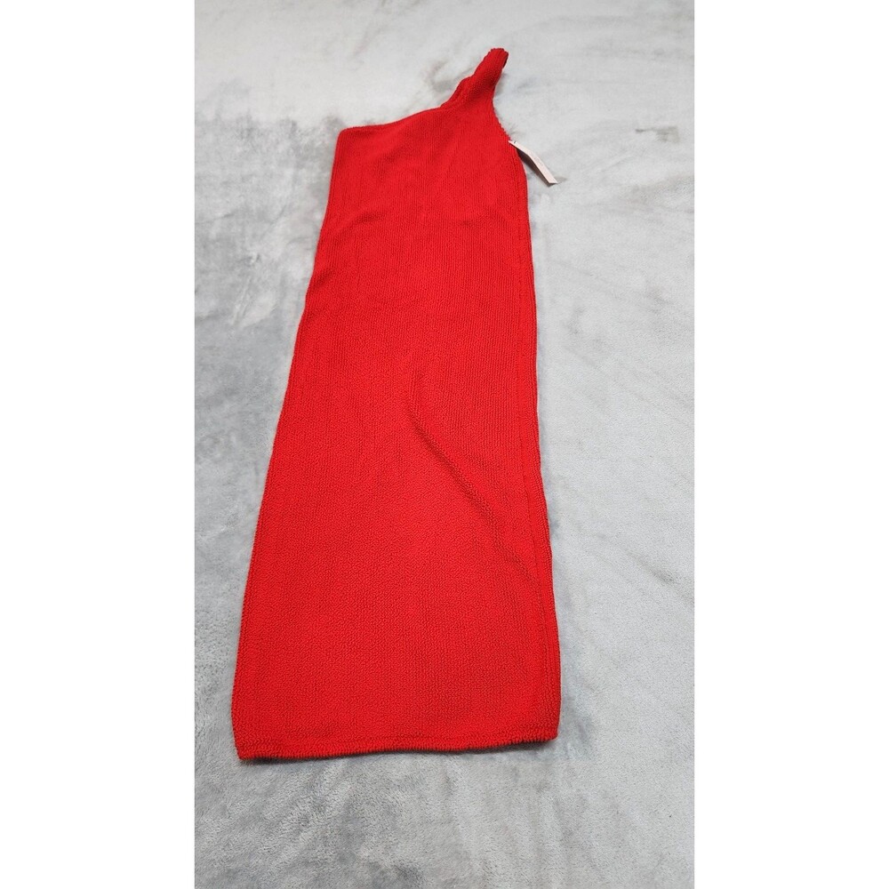 Victoria's Secret M/L Bright Vermillion Crinkle One Shoulder Midi Cover Up Dress